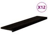 vidaXL Trappetrinn 12 stk brunsvart 120x25x2 cm heltre eik