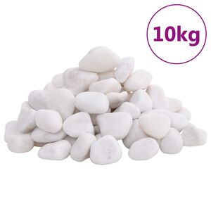 vidaXL Polerte småstein 10 kg hvit 2-5 cm