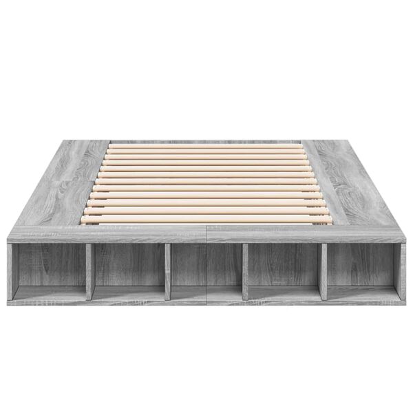 vidaXL Sengeramme grå sonoma 140x190 cm konstruert tre