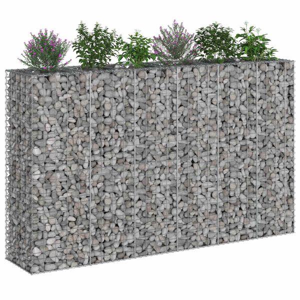 vidaXL Gabion hevet seng 3 pcs s&oslash;lv 250 x 50 x 150 cm Galvanisert St&aring;l