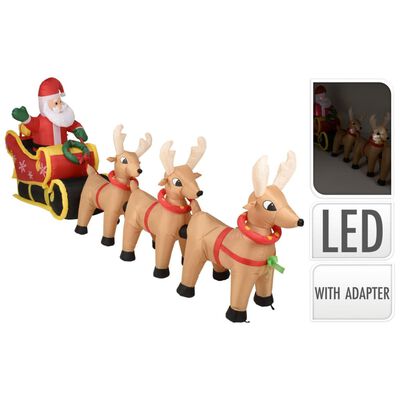 Ambiance Oppblåsbar julenisse med kjelke LED 340 cm