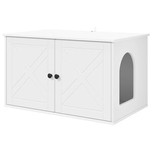 vidaXL Katt Hus Hvit 85 x 55 x 50,5 cm Konstruert tre