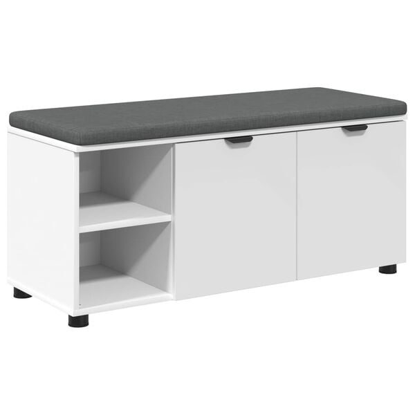 vidaXL Gangbenk Hvit 100 x 38 x 46 cm Konstruert treverk og stoff