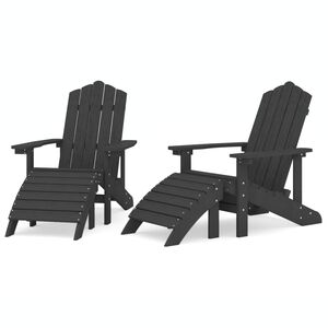 vidaXL Adirondack hagestoler med fotst&oslash;tte 2 stk HDPE antrasitt