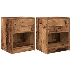 vidaXL Nattbord 2 stk med skuff gammelt tre 40x34x50 cm