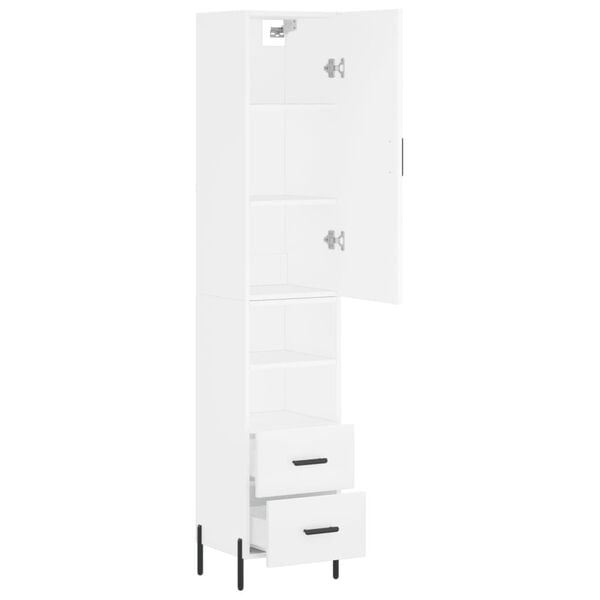 vidaXL Highboard hvit 34,5x34x180 cm konstruert tre