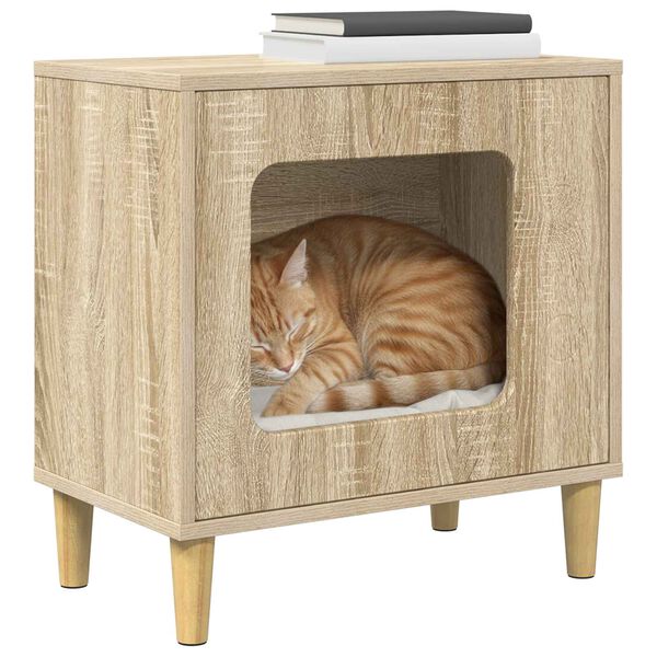 vidaXL Katt Hus Sonoma 51 x 30 x 52 cm Konstruert tre