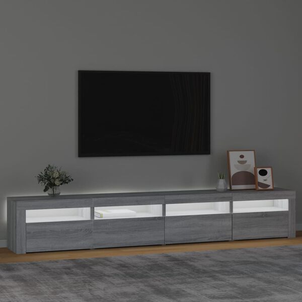vidaXL TV-benk med LED-lys grå sonoma 240x35x40 cm