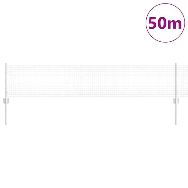 vidaXL Gjerde og St&oslash;tte s&oslash;lv 0,4 x 50 m St&aring;l