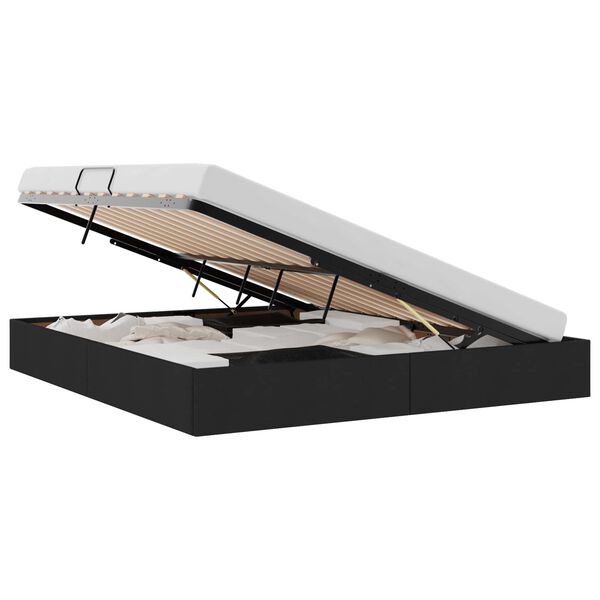 vidaXL Seng med Oppbevaring med hodegjerde Svart 180 x 200 cm stoff