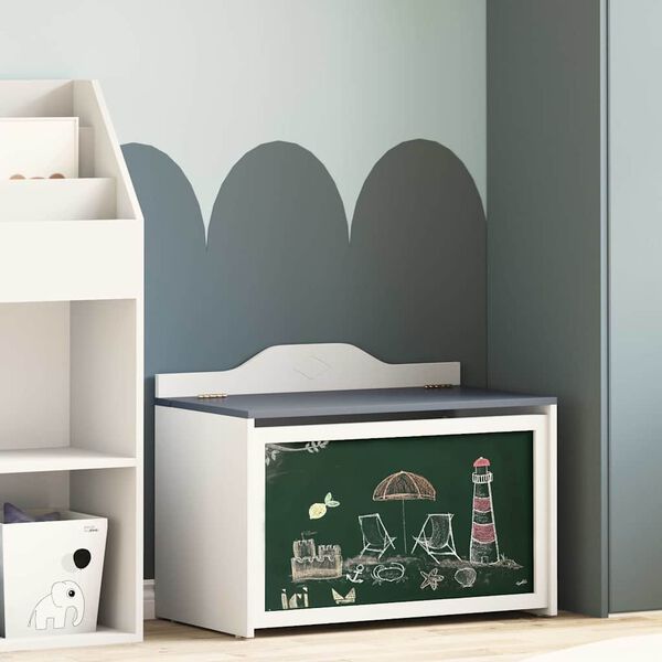 vidaXL Boks med lagringsplass og tavle foran ROROS Gr&aring; og hvit