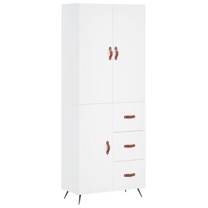 vidaXL Highboard hvit 69,5x34x180 cm konstruert tre