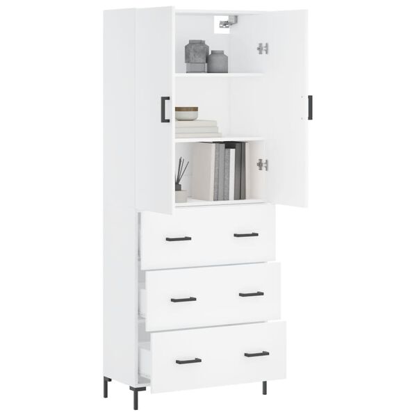 vidaXL Highboard hvit 69,5x34x180 cm konstruert tre
