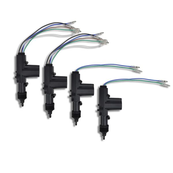 Sentralt dørlåssett med 2 fjernkontroller og 4 motorer 12 V universell