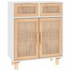 vidaXL Skjenk hvit 60x30x75 cm heltre furu og naturrotting