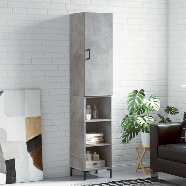 vidaXL Highboard betonggr&aring; 34,5x34x180 cm konstruert tre
