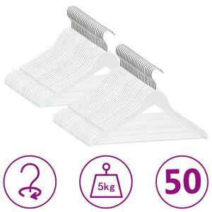 vidaXL Kleshengere 50 stk sklisikkert hvitt l&oslash;vtre