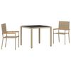vidaXL Hage Spisegruppe 3 stk. Beige polyrotting