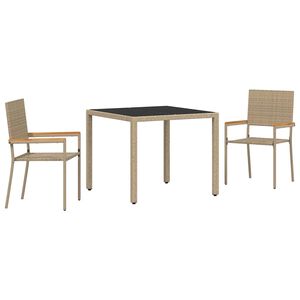 vidaXL Hage Spisegruppe 3 stk. Beige polyrotting