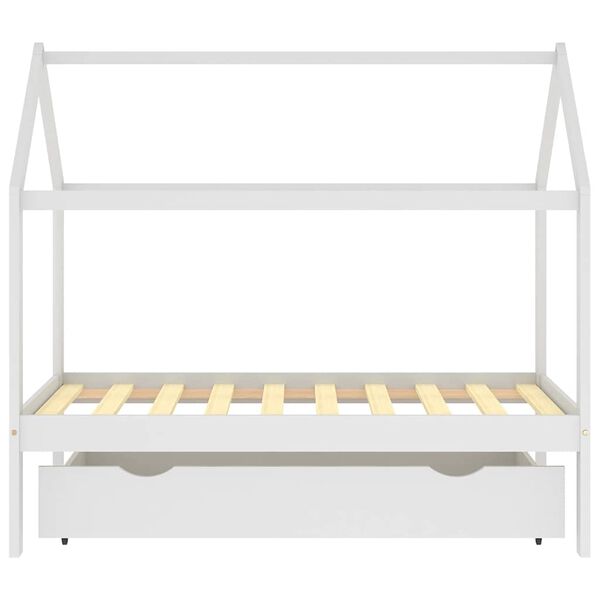 vidaXL Ramme for barneseng med skuff heltre furu hvit 80x160 cm