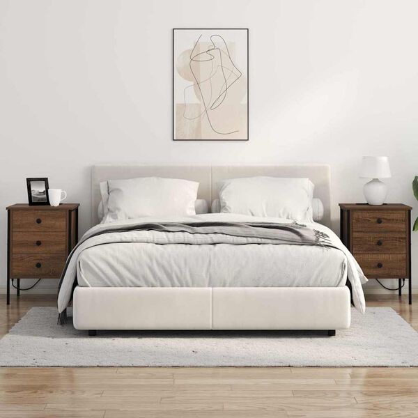 vidaXL Nattbordskap med skuff Brun Eik 42 x 41 x 61 cm Konstruert tre