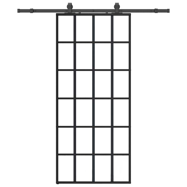 vidaXL Skyvedør med monteringssett svart 90x205 cm ESG-glass