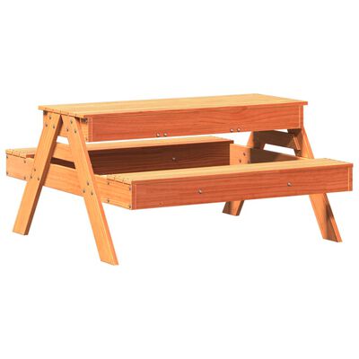 vidaXL Piknikbord med sandkasse for barn voksbrun heltre furu
