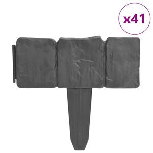vidaXL Plastgjerde for hage og plen steinutseende 41 stk 10 m