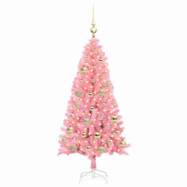 vidaXL Juletre med 150 LED med stativ Rosa 120 cm PVC
