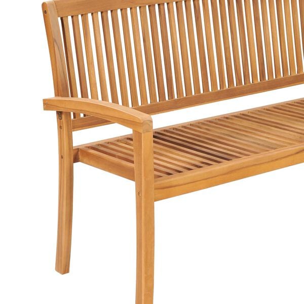 vidaXL Stablebenk med pute 159 cm heltre teak