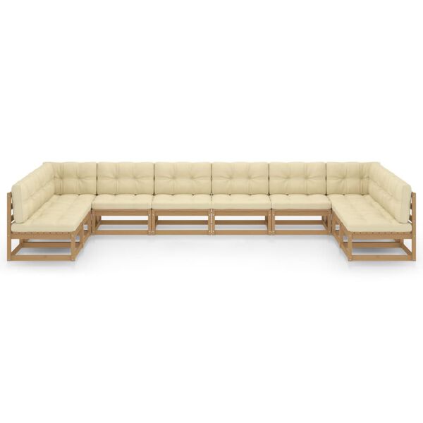 vidaXL Hagesofagruppe med puter 10 deler honningbrun heltre furu