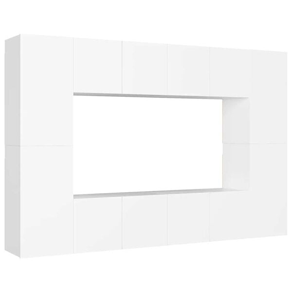 vidaXL TV-benksett 8 deler hvit konstruert tre