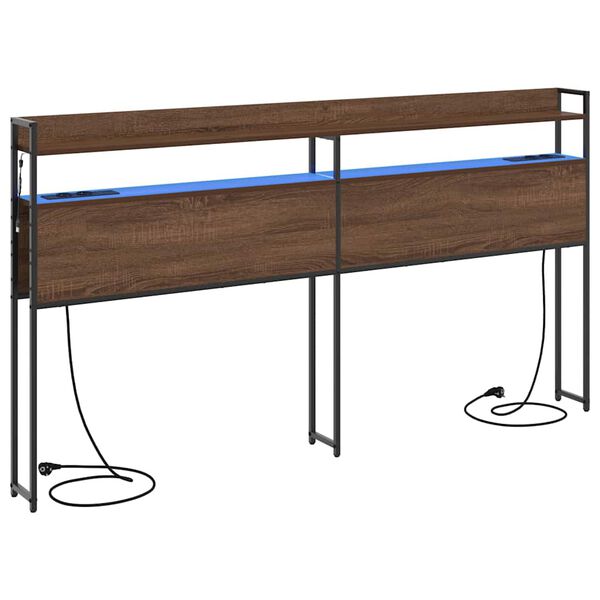 vidaXL Lagringshodegavl med hylle brun eik 180 cm Konstruert tre