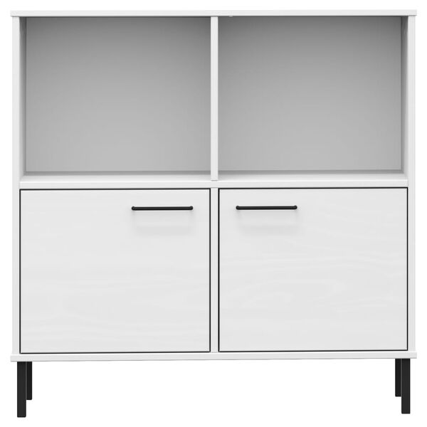 vidaXL Bokhylle med metallben hvit 90x35x90,5 cm heltre OSLO