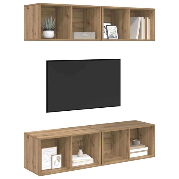 vidaXL TV-benksett 4 pcs Artisan Eik 37 x 37 x 72 cm Konstruert tre