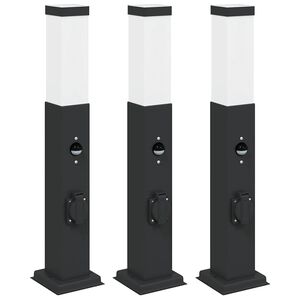 vidaXL Pullertlamper med sensor og stikkontakt 3 stk 50 cm svart IP44
