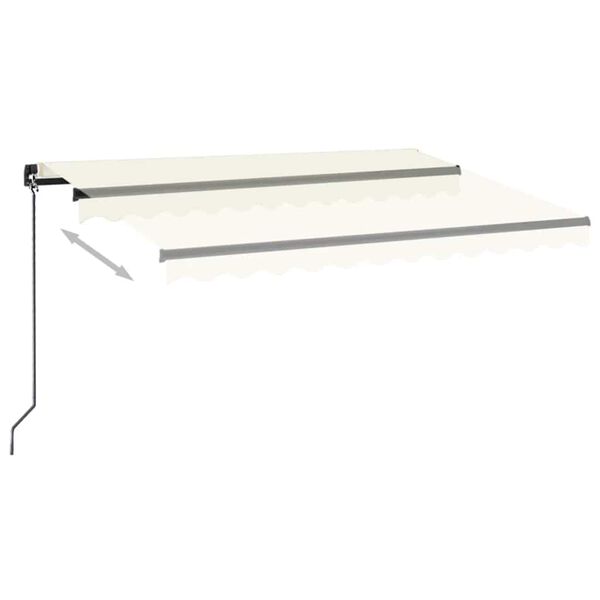 vidaXL Manuell uttrekkbar markise med LED 350x250 cm kremhvit