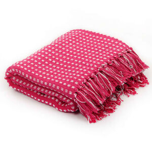 vidaXL Pledd bomull rutetm&oslash;nster 160x210 cm rosa