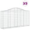 vidaXL Gabionkurver buede 9 stk 200x30x100/120 cm galvanisert jern