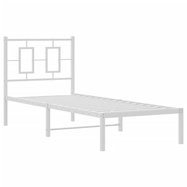 vidaXL Sengeramme i metall uten madrass med hodegavl hvit 75x190 cm