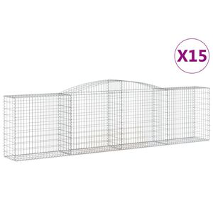 vidaXL Gabionkurver buede 15 stk 400x50x100/120 cm galvanisert jern