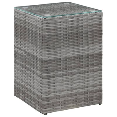 vidaXL Sidebord med glasstopp grå 35x35x52 cm polyrotting