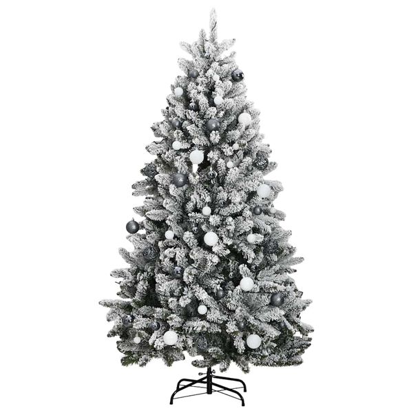 vidaXL Kunstig hengslet juletre med 300 LED og kulesett 210 cm