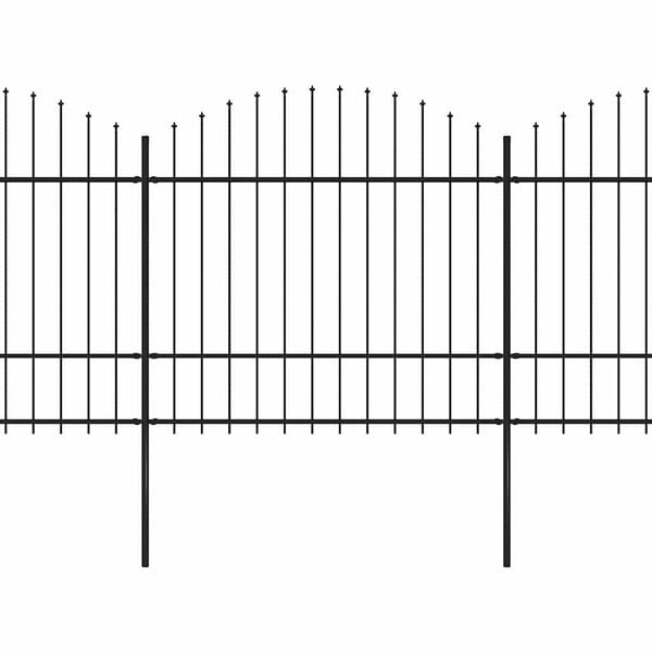 vidaXL Hagegjerde med spydtopp st&aring;l 1070x175 cm svart