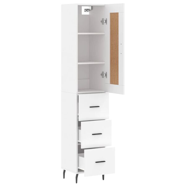 vidaXL Highboard hvit 34,5x34x180 cm konstruert tre