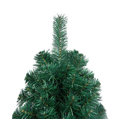 vidaXL Forhåndsbelyst kunstig halvt juletre med stativ grønn 210cm PVC