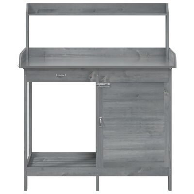 vidaXL Pottebord med skap grå 110,5x45x124,5 cm heltre gran