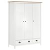 vidaXL Garderobeskap 3 d&oslash;rer Hill hvit 127x50x170 cm heltre furu