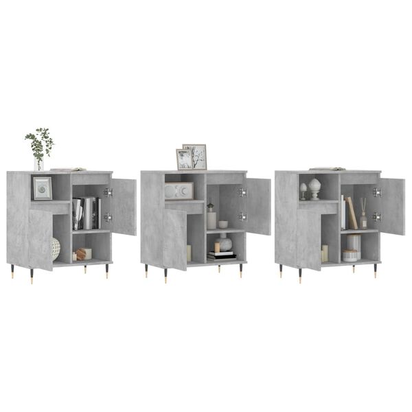 vidaXL Skjenker 3 stk betonggr&aring; konstruert tre