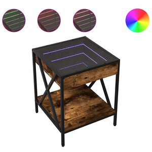 vidaXL Salongbord med Infinity LED r&oslash;kt eik 40x40x49 cm